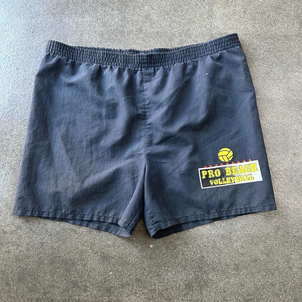 Vintage 90s Pro Beach Volleyball Medium Made In USA Black 37" Waist Shorts